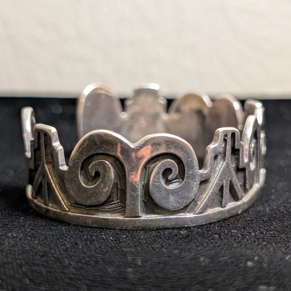 Vintage Taxco TS-95 Sterling Silver 7" Cuff Bracelet 33.5g - Picture 2 of 8